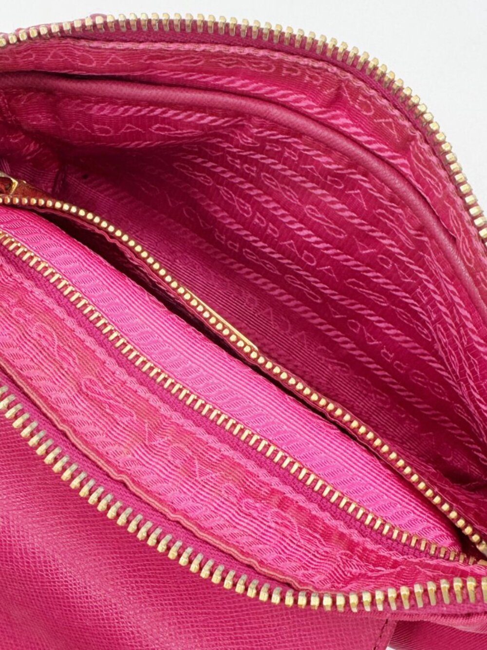PRADA Pink Tessuto Nylon Saffiano Leather Chain Crossbody Shoulder Bag - Picture 11 of 15